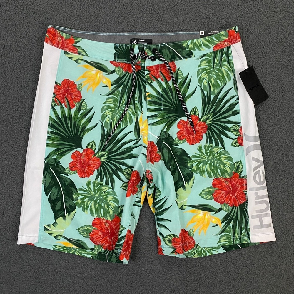 Hurley Hibiscus Board Short Mens 36 Floral Stretch Water‎ Repellent Hybrid Swim